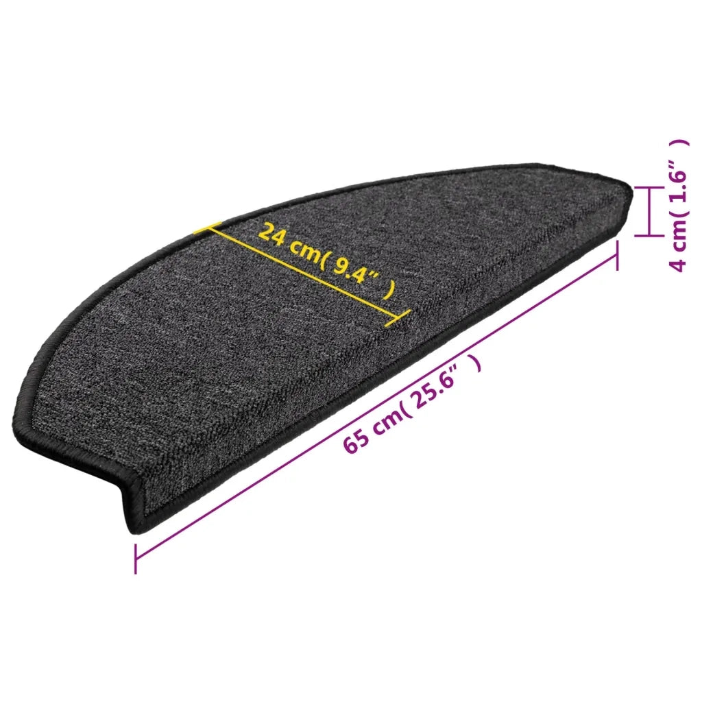 Tappetini per scale 10 pz 65x24x4 cm Antracite Semicircolari Grandi 149751