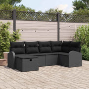 Set Divano da Giardino con cuscino 6 pcs Nero Poly Rattan 3360414