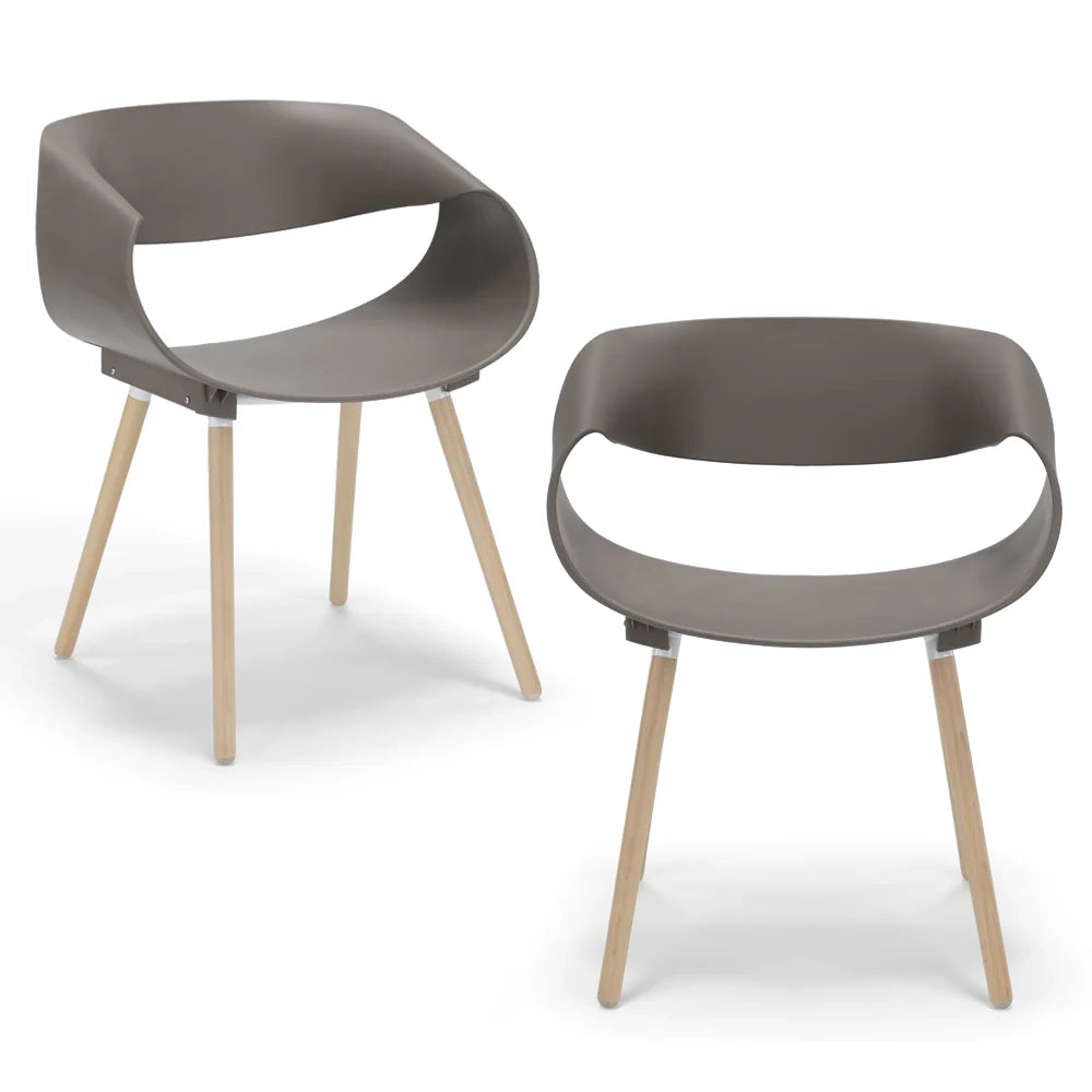 Set 2 sedie in polipropilene DILETTA con gambe in faggio, resistente ai raggi UV, design moderno, ideale per sala da pranzo, cucina, sala d’attesa, bar, ristoranti, colore Petrolio