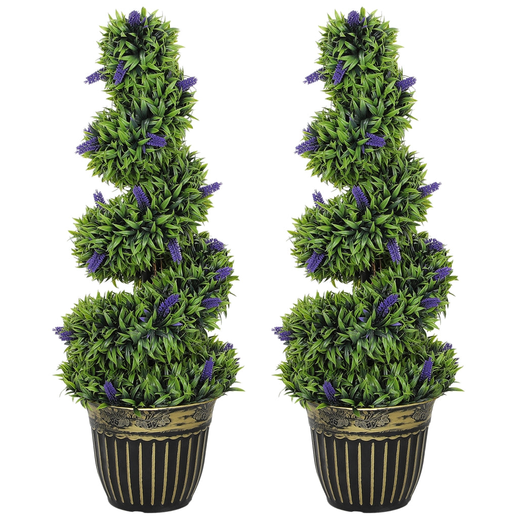 Set 2 Piante Artificiali Spirale PE ¨C Xylo ¨C Verde Blu 90cm con Vaso