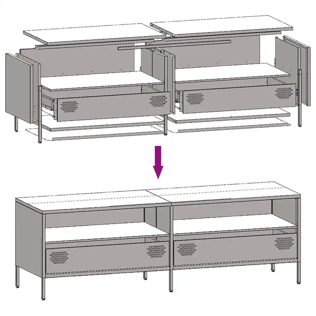 Mobile TV | Armadietto TV | Mobile Porta TV Antracite 135x39x43,5 cm Acciaio Laminato a Freddo