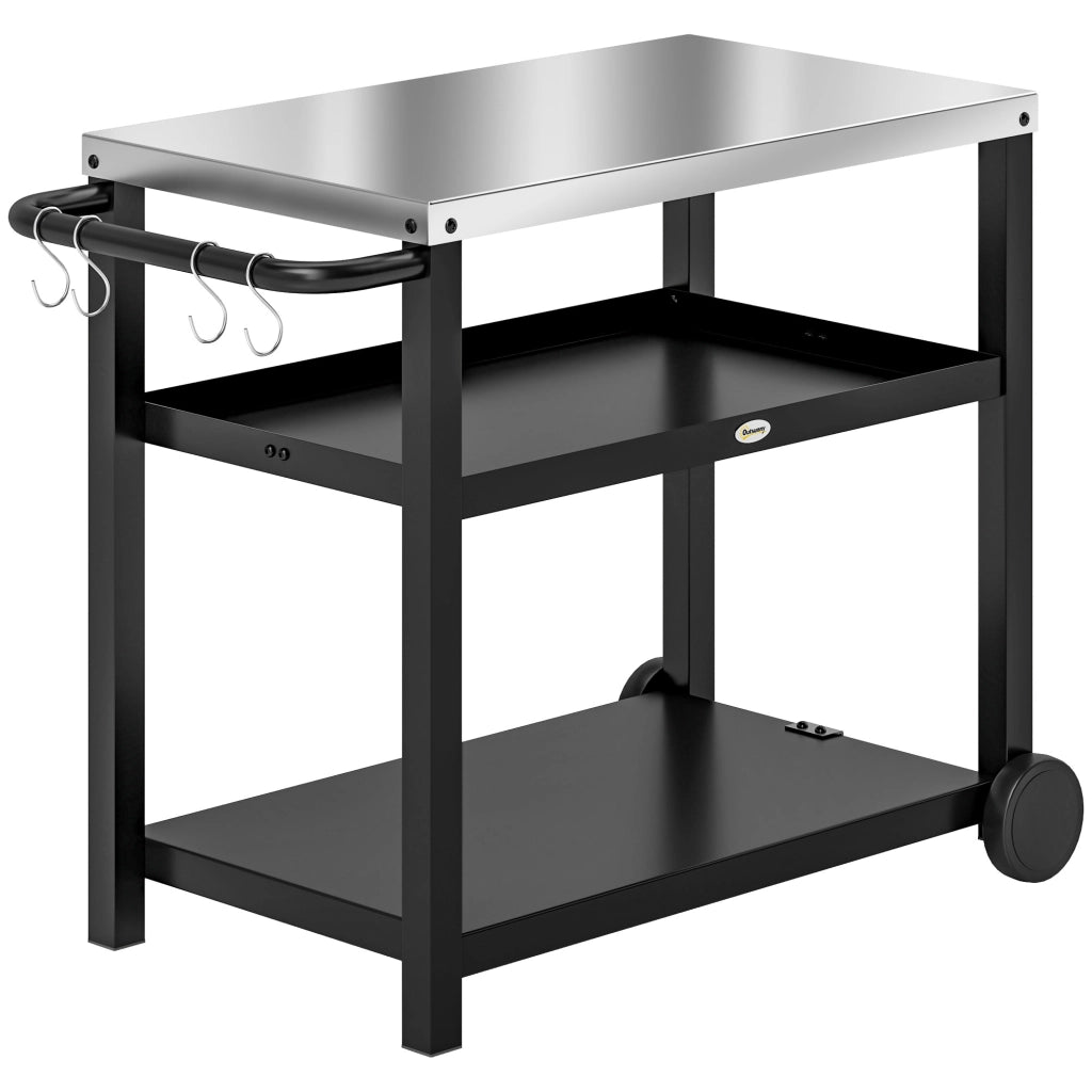 Carrello da Barbecue con Piano e Ruote ¨C Minimal ¨C Grigio 102x50x81 cm