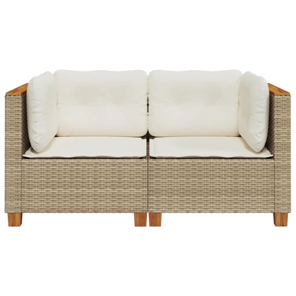 Divani Angolari da Giardino con Cuscini 2pz Polyrattan Beige