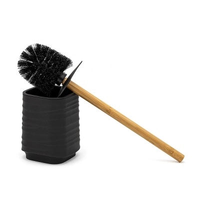 Scopino WC da appoggio nero in abs e bambù Wave