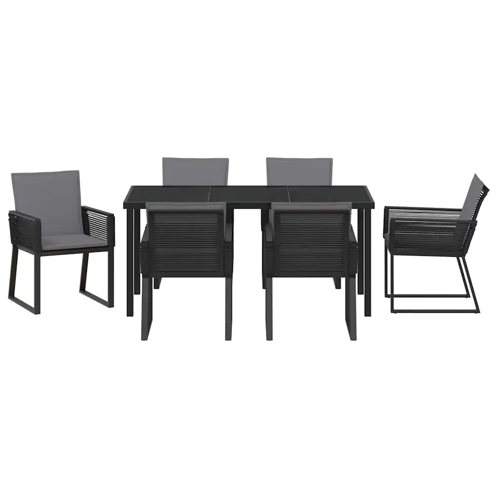 Set da Pranzo per Giardino 7 pcs Nero