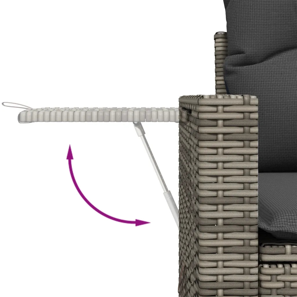 Set Divano da Giardino 9 pz con Cuscini Grigio in Polyrattan 3219959