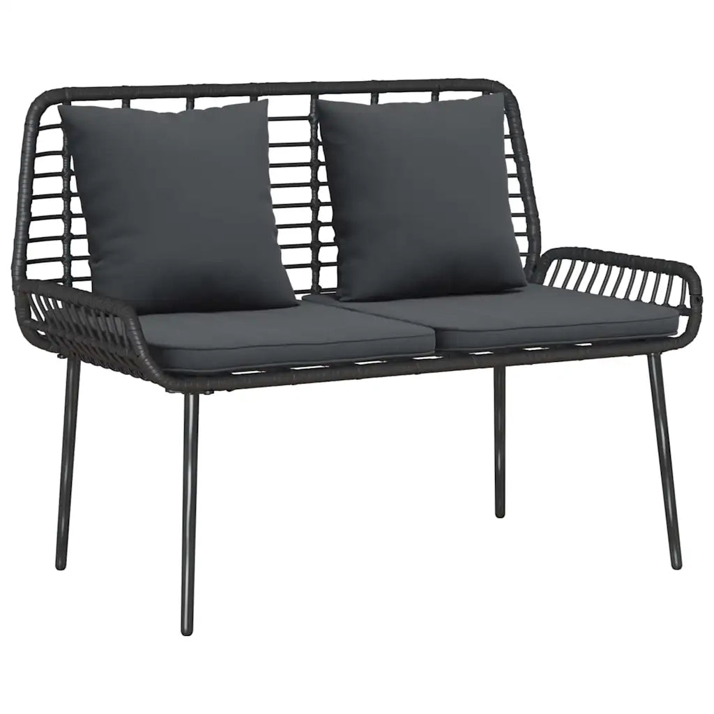 Panchina da giardino Nero e antracite polyrattan