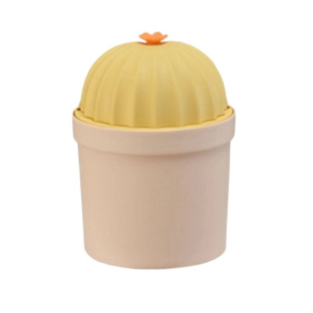 Trade Shop - Pattumiera Gialla Cactus Ribaltabile Secchio Rifiuti Spazzatura Dim 21x14.5 Cm -