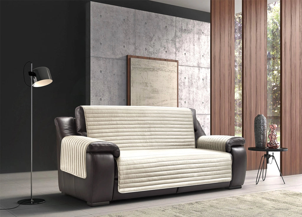 Copridivano Antimacchia Trapuntato Modello Sofà Tortora-Beige - 4 Posti - Tortora-Beige