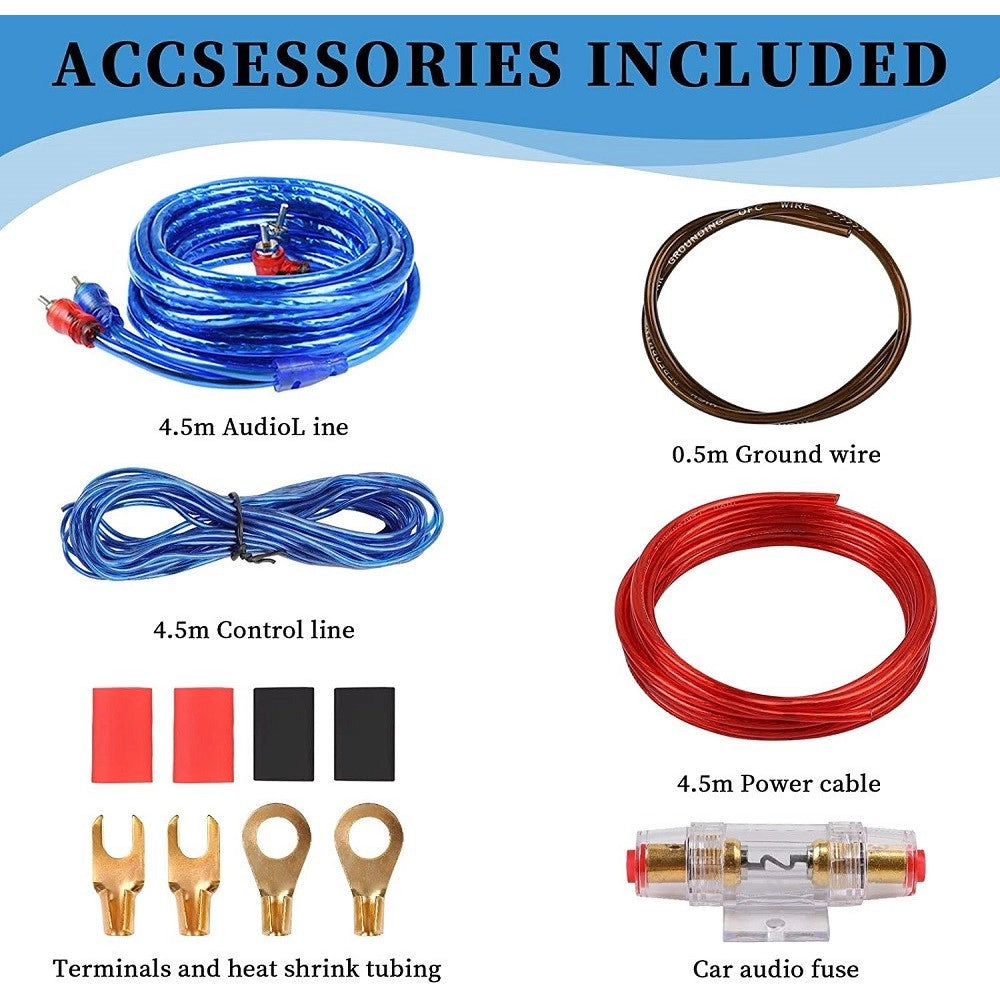 Trade Shop - Set Cavi Per Amplificatori Auto 8ga Cablaggio Amplificatore Subwoofer Audio Amp -