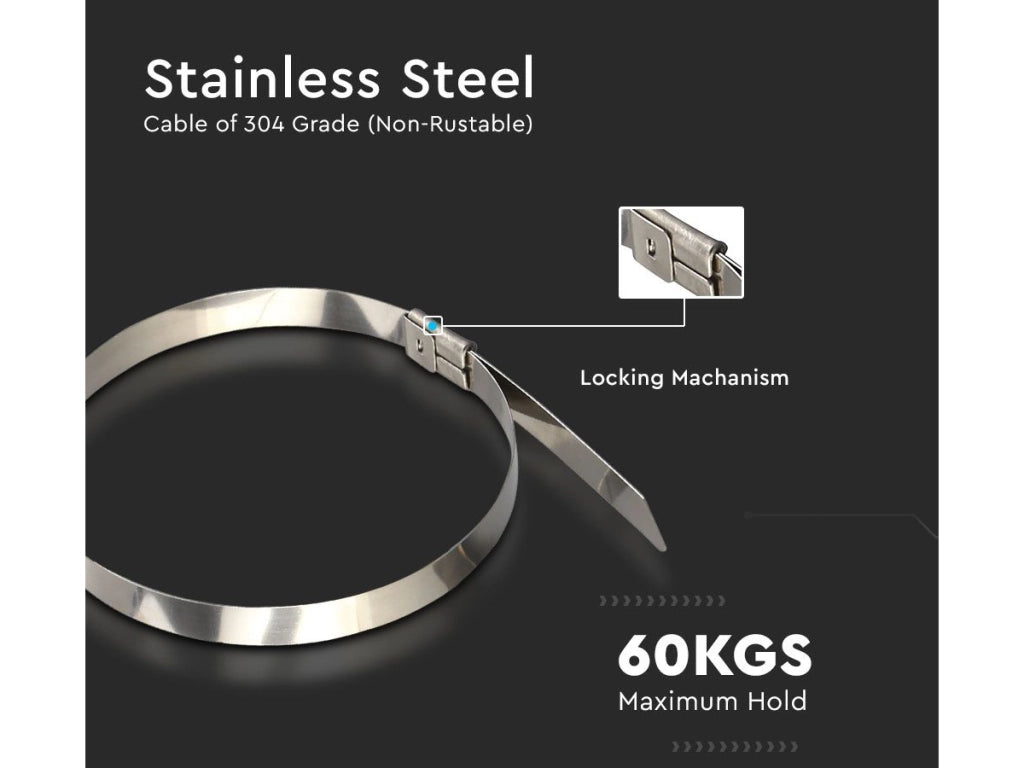 100 Fascette Acciaio Inox 4.6x300mm Stringitubo Metalliche Inossidabili Per Fili