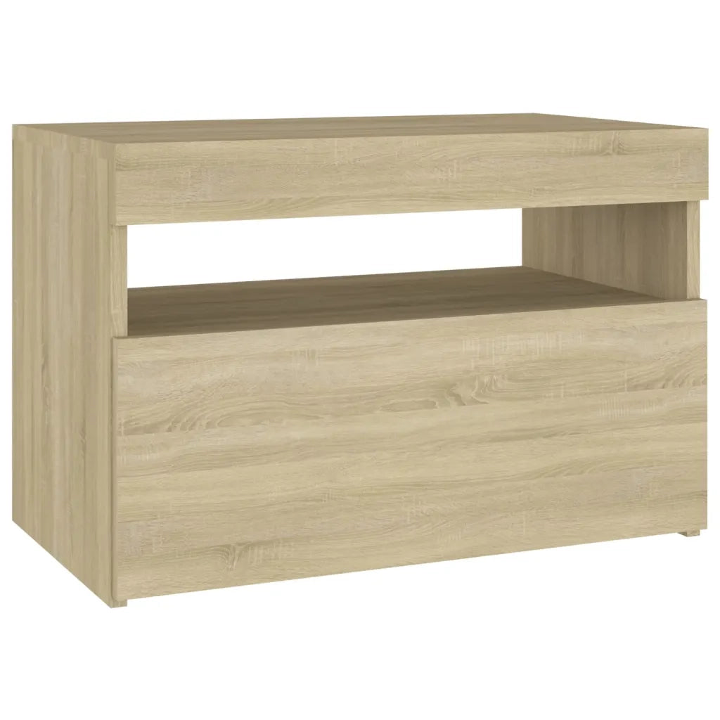 Set di 2 Comodini | Armadio da Notte | Mobiletto da notte con Luci LED Rovere Sonoma 60x35x40 cm
