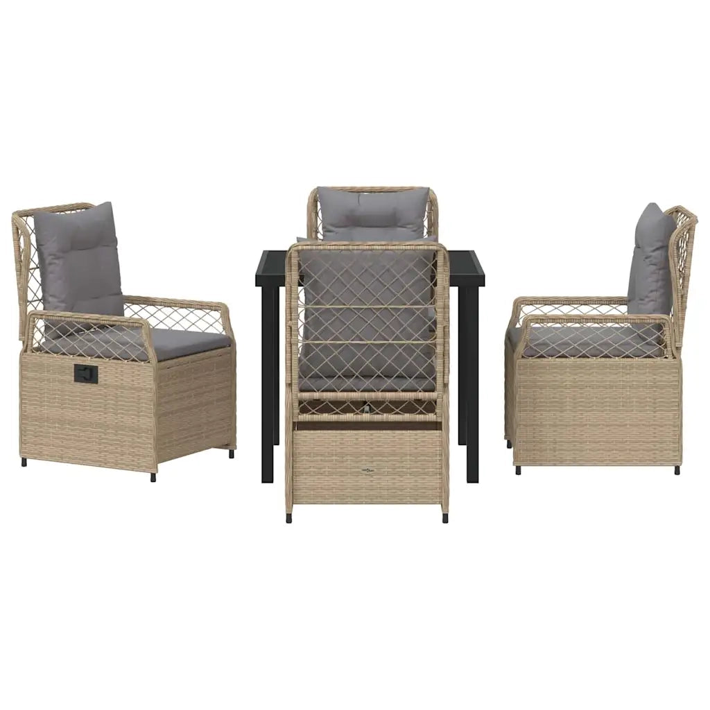 Set da Pranzo per Giardino 5 pcs Beige e Grigio Chiaro