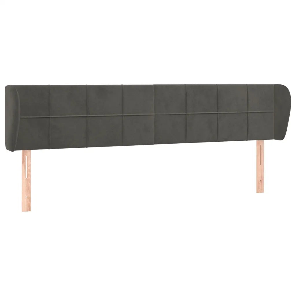 Testiera ad Orecchio-Testata con Orecchie Grigio Scuro 203x23x78/88 cm in Velluto 174804
