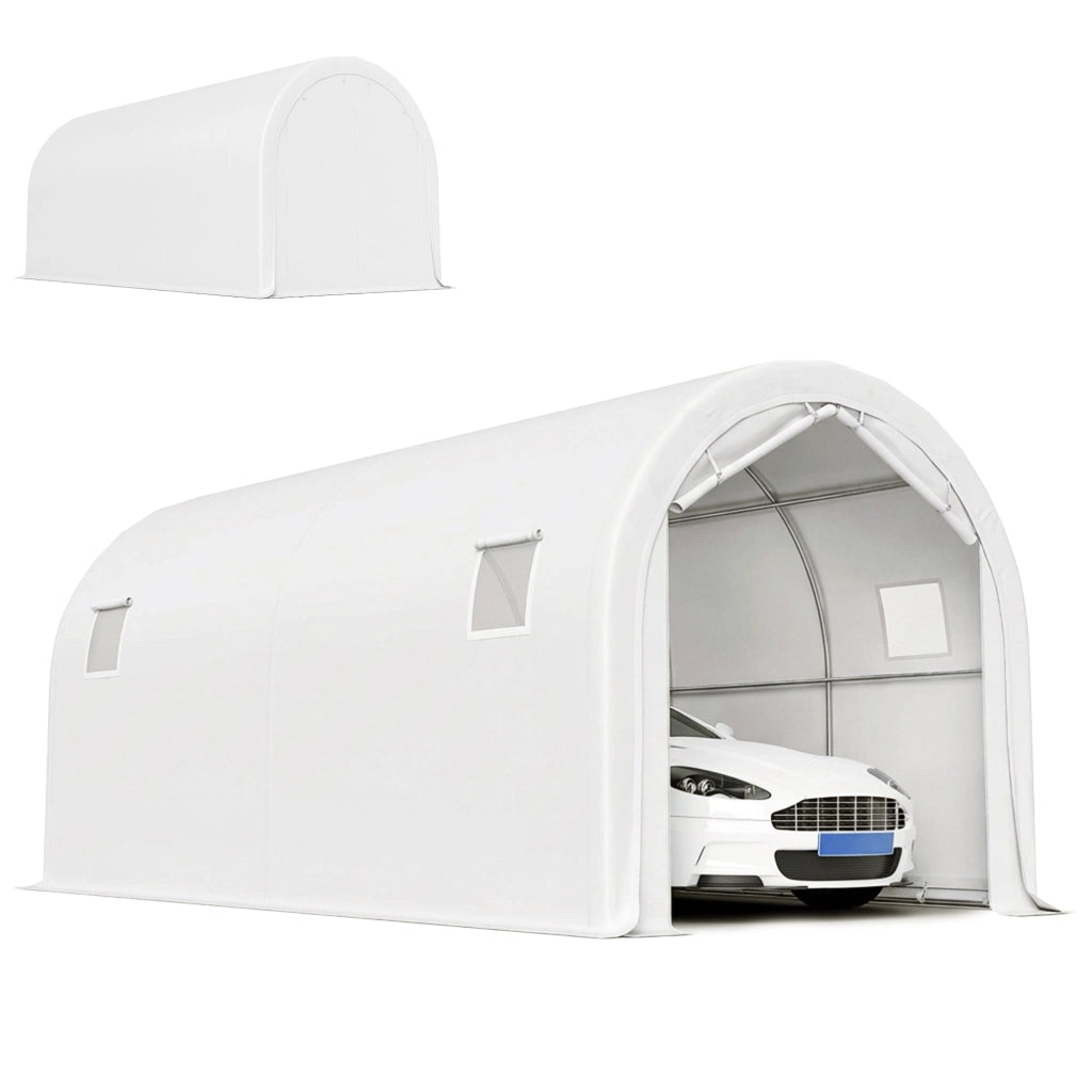 Tettoia per Auto 3x6m Impermeabile ¨C Xylo ¨C Telaio Metallo Galvanizzato PE UPF30+ Bianco