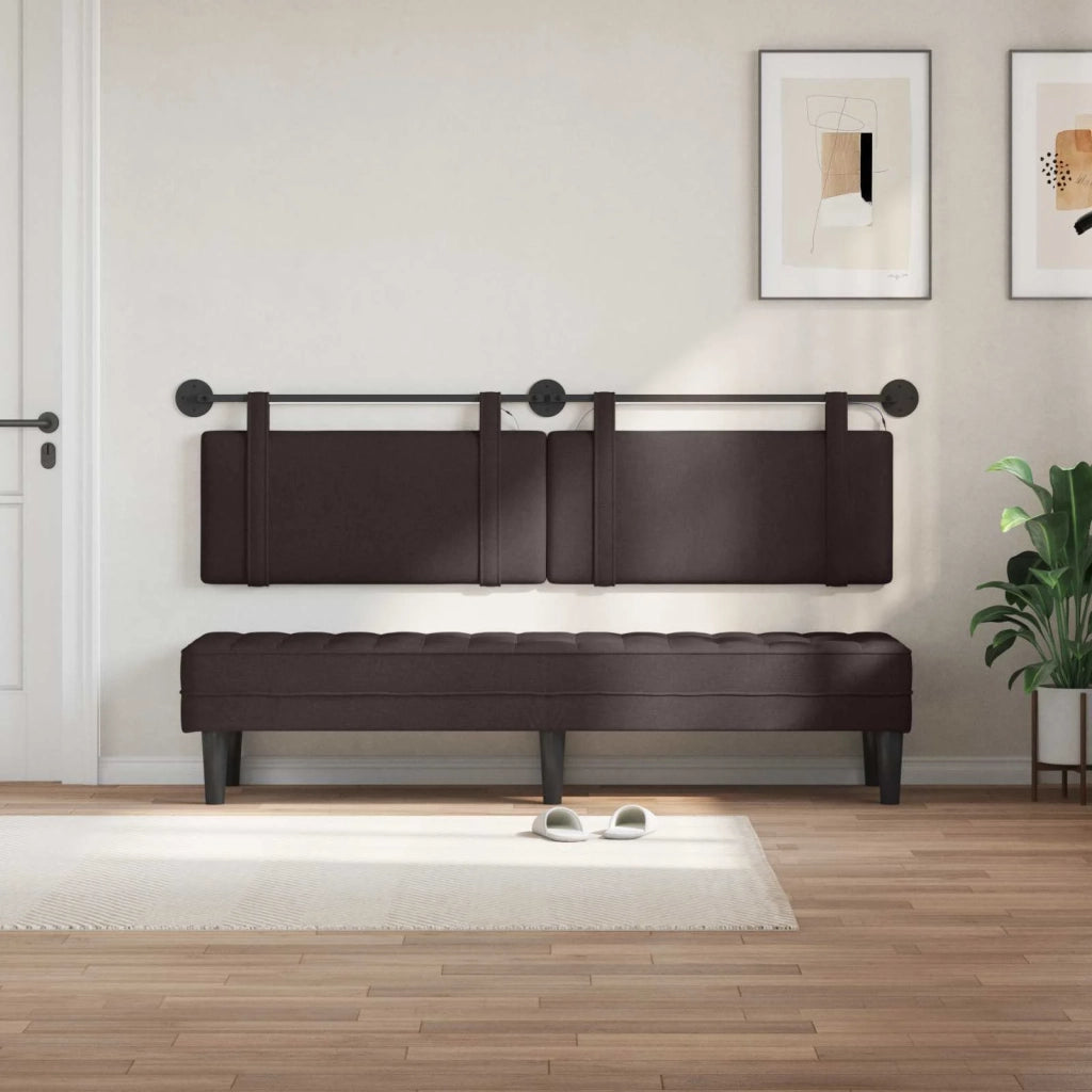 Testiera sospesa Con luce LED Marrone Scuro Tessuto 3424001