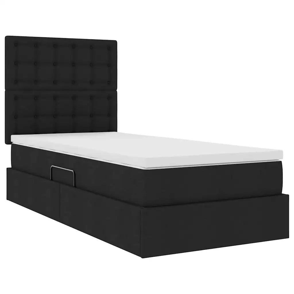 Letto con contenitore e LED Nero 100 x 200 cm Poliestere