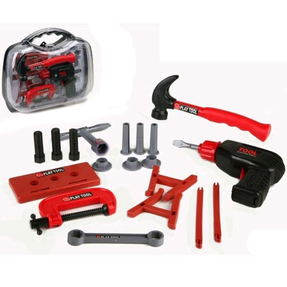 Trade Shop - Valigetta Playset Attrezzi Brico Per Bambini Con Trapano Martello E Accessori -
