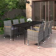 Set da Pranzo da Giardino con Cuscini 7 pz Polyrattan e Vetro 3099791