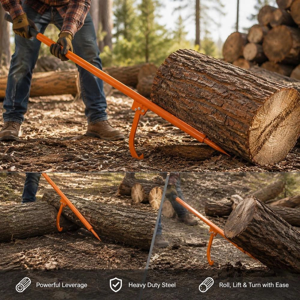 Felling Lever, 1180 Mm, Log Lifter With Metal Handle, Heavy-duty Log Roller With Max. Φ48 Cm Opening, Rust-resistant Log Turner Tilting Hook, Felling Log Roller For Rolling, Lifting & Turning Logs