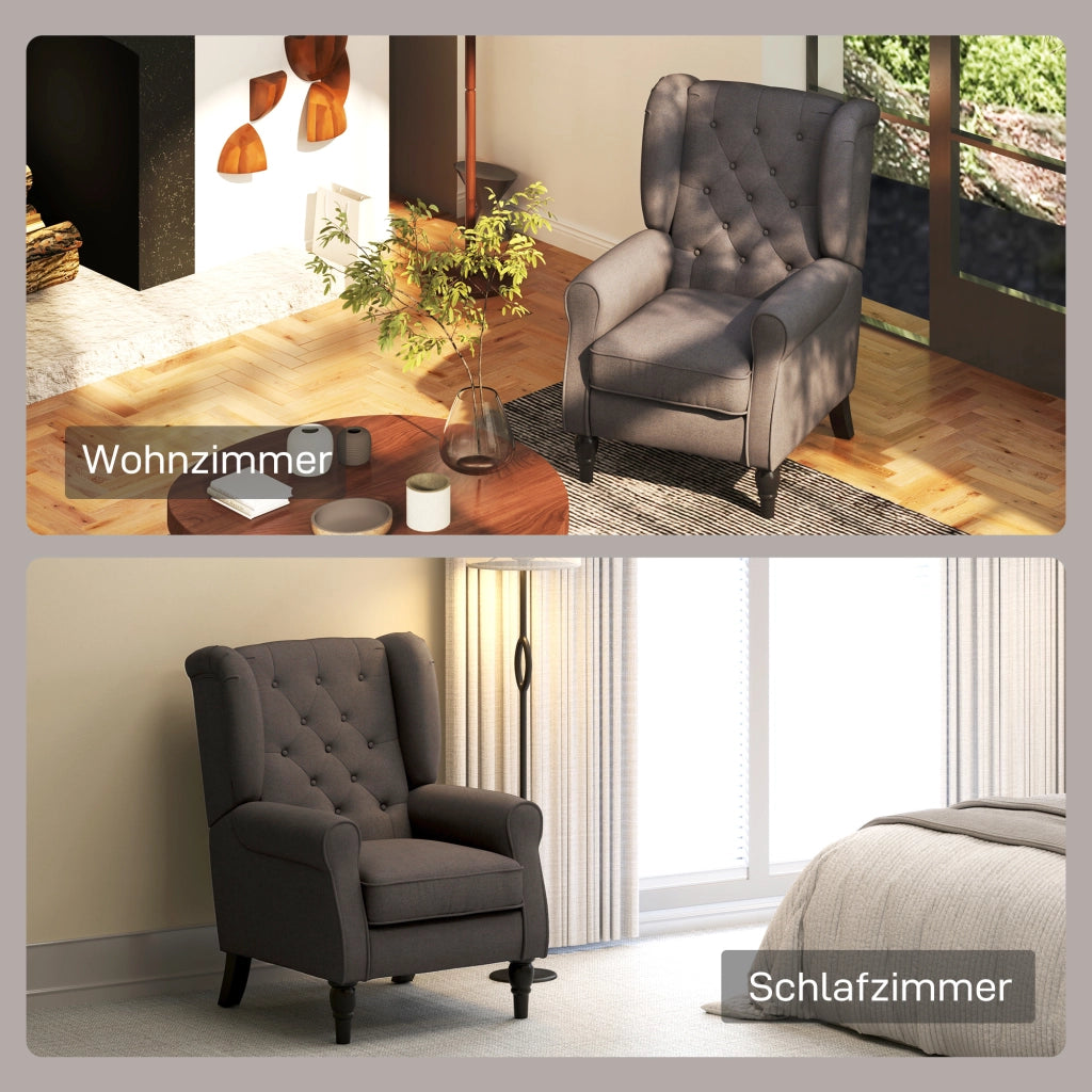 Poltrona Relax con Braccioli e Cuscini ¨C Zephmum ¨C Marrone, Tessuto, Legno