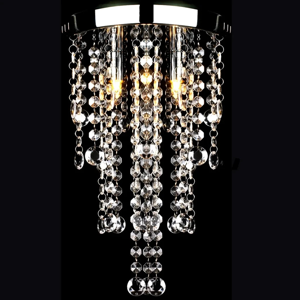 Lampadario in Metallo Bianco con Perline in Cristallo 241382