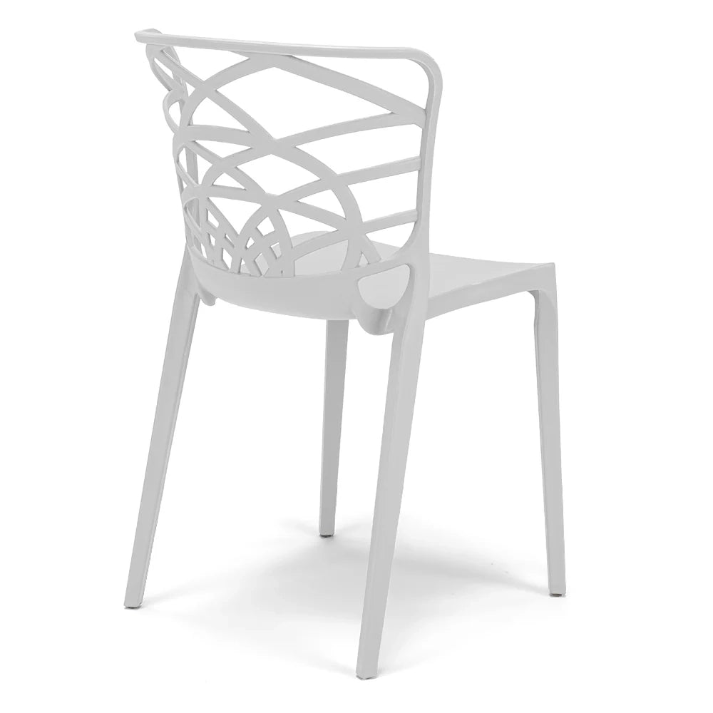 Set 2 sedie in polipropilene ARMONIA, impilabile, resistente ai raggi UV, design moderno, ideale per sala da pranzo, cucina, sala d’attesa, bar, ristoranti o giardino, colore Bianco