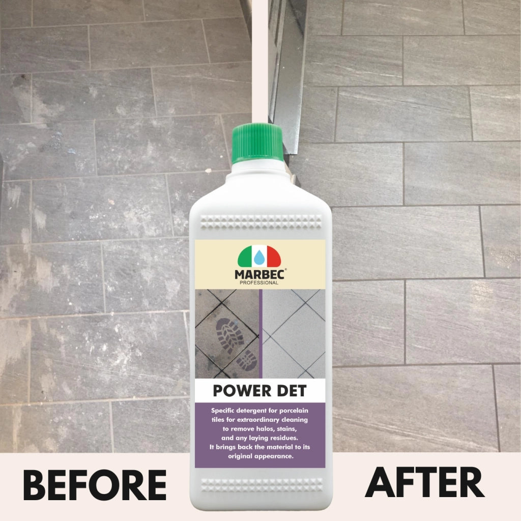 Come pulire il gres porcellanato POWER DET   1LT + Tampone Blu