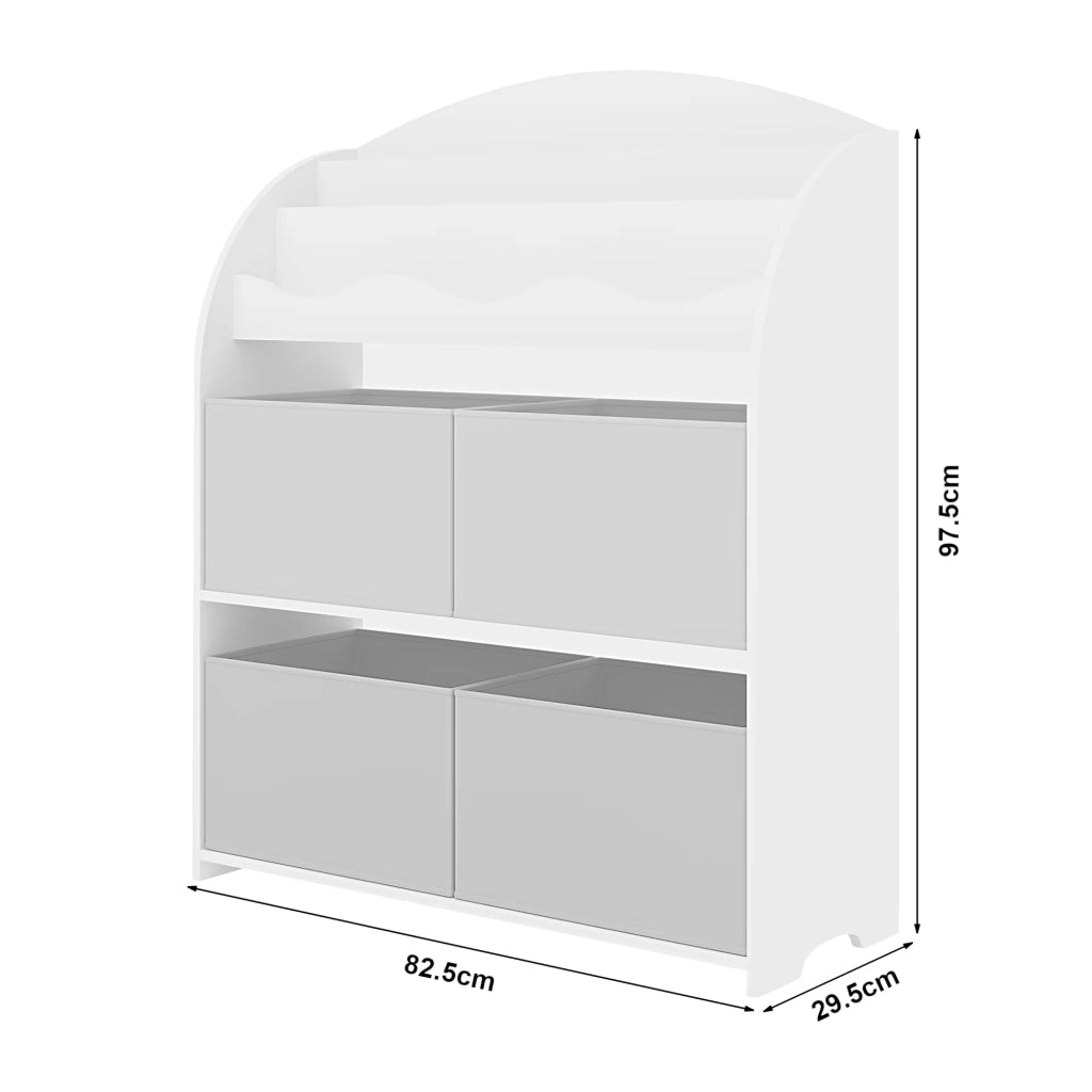Scaffale dal design senza tempo per soggiorno/camera da letto mobiletto portaoggetti per bambini con motivo a dinosauri 98 x 83 x 30 cm bianco 03_0011312