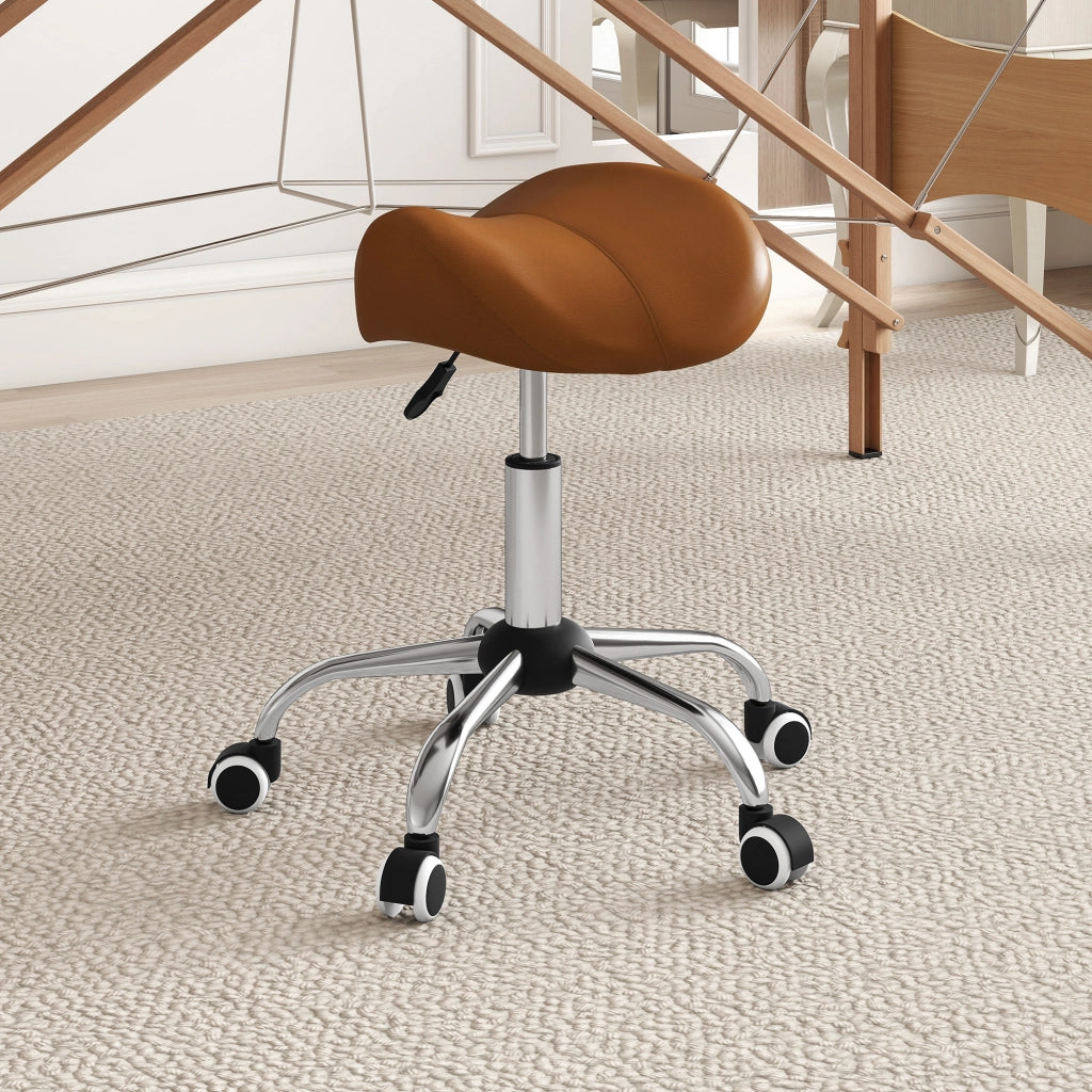 Sgabello ergonomico con rotelle e altezza regolabile ¨C Minimal ¨C Marrone 52x53x49-61cm