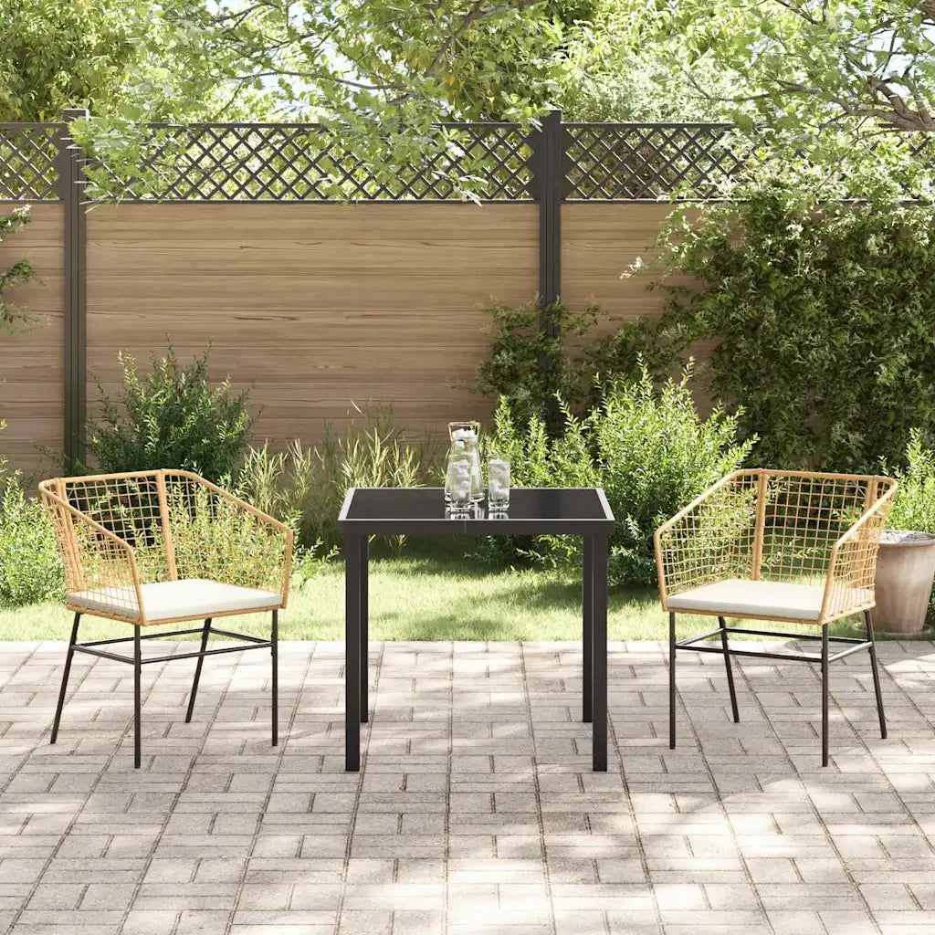Set da Pranzo per Giardino 3 pcs Marrone polyrattan