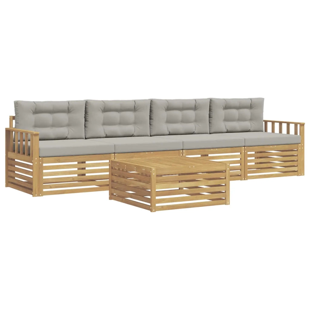 Set di divani da esterno 5 pcs Bianco e Grigio Chiaro 3389996