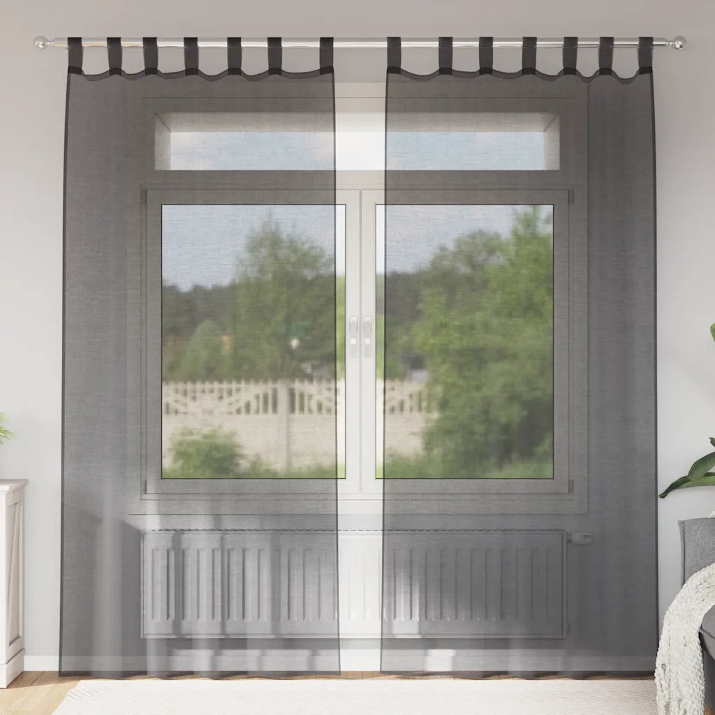 Tende in Voile con Linguetta 2 pz Nero