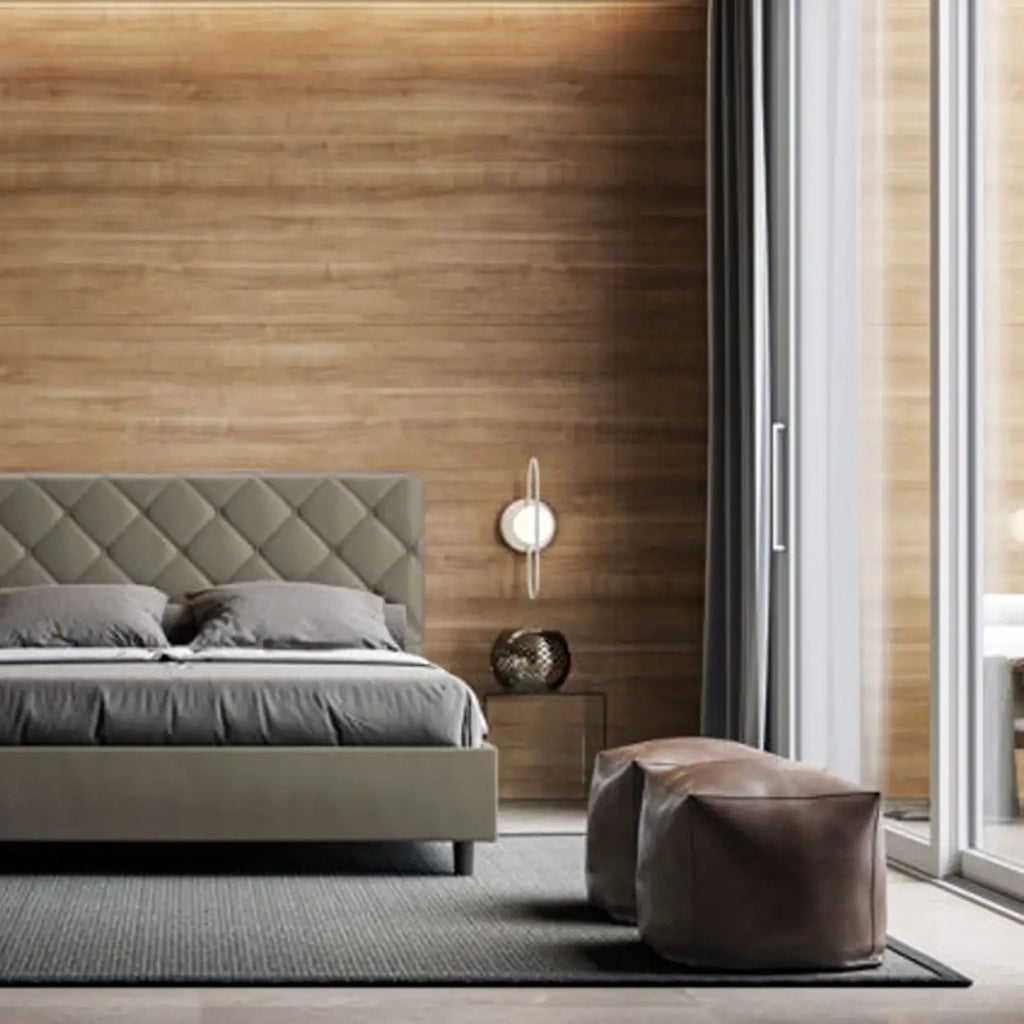 Letto matrimoniale senza rete imbottito 160x190 similpelle cappuccino Priya