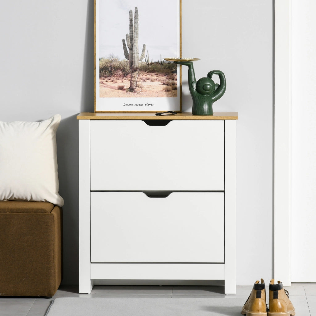 Scarpiera Moderna con 2 Cassetti Regolabili ¨C Minimal ¨C Bianco Legno 72x26x80 cm