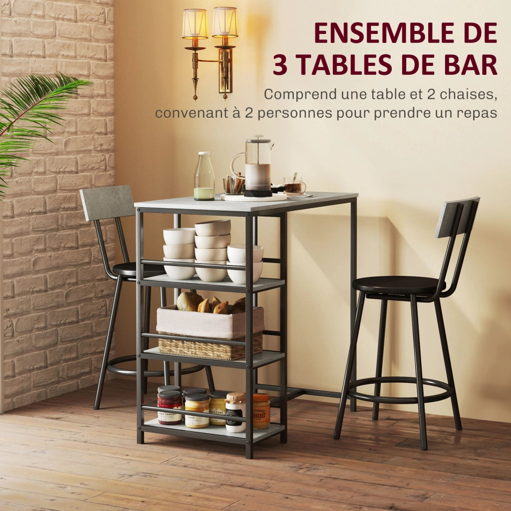 Tavolo da bar con sgabelli e scaffali ¨C Minimal ¨C grigio e nero