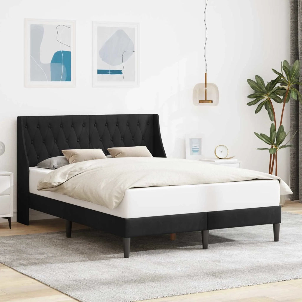 Struttura del letto con testiera Nero 140 x 190 cm Velluto 42027428