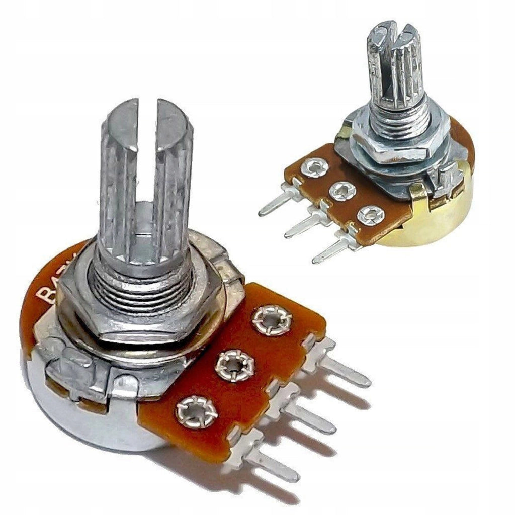 Potenziometro Lineare Rotativo B10K 10K Ohm – Metallo, Asse 15mm, 300° | Tolleranza +/- 20%, Potenza 0,125W