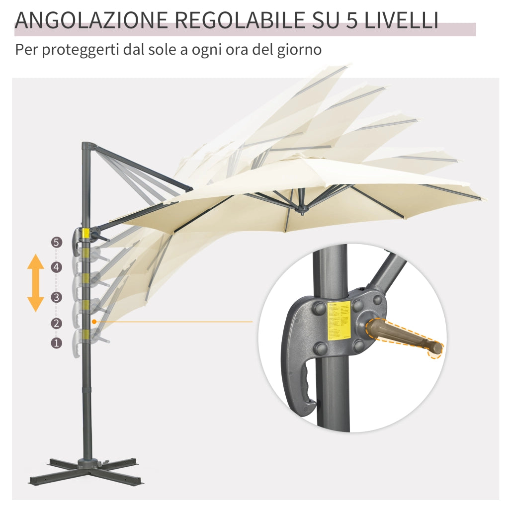 Ombrellone da Giardino ¨C Minimal ¨C Crema 300x250 cm