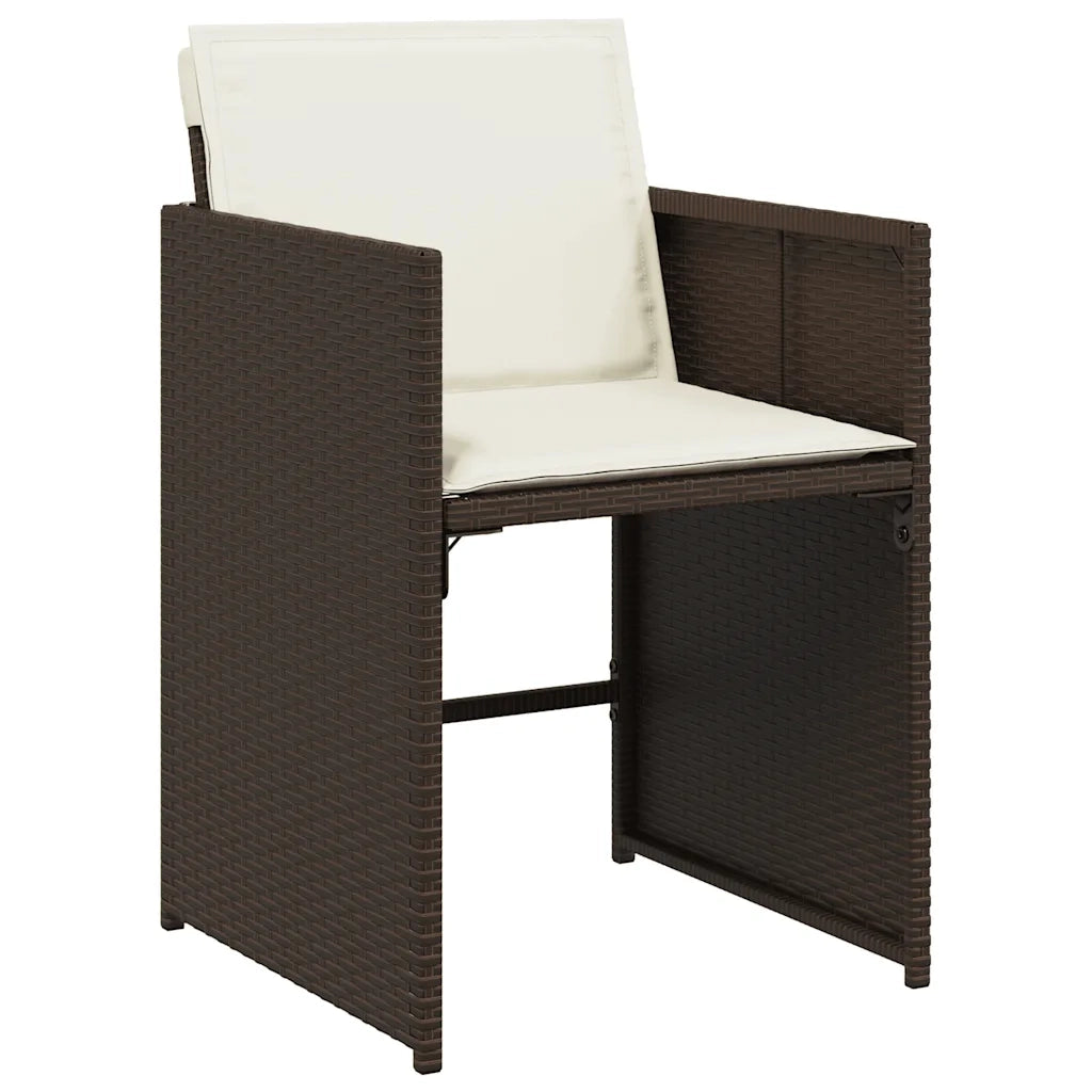 Set da Pranzo da Giardino 17 pz con Cuscini Marrone Polyrattan 3211245