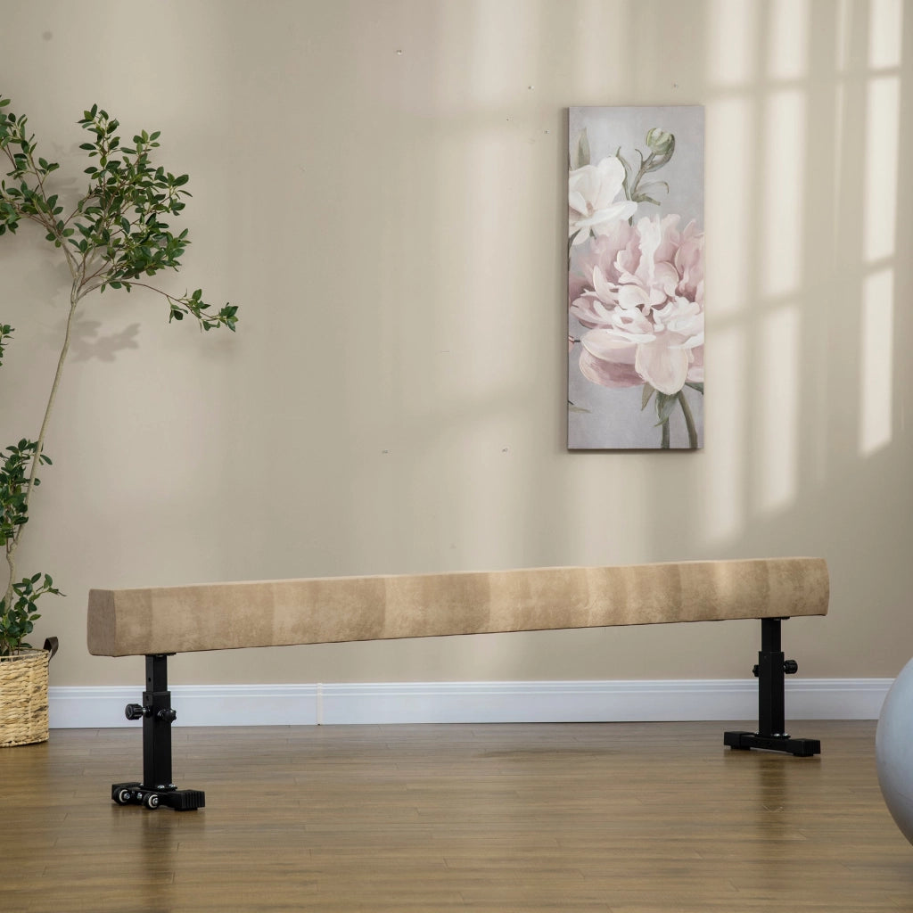 Trave Ginnastica Artistica 226x31x59 cm in Acciaio e Legno Marrone