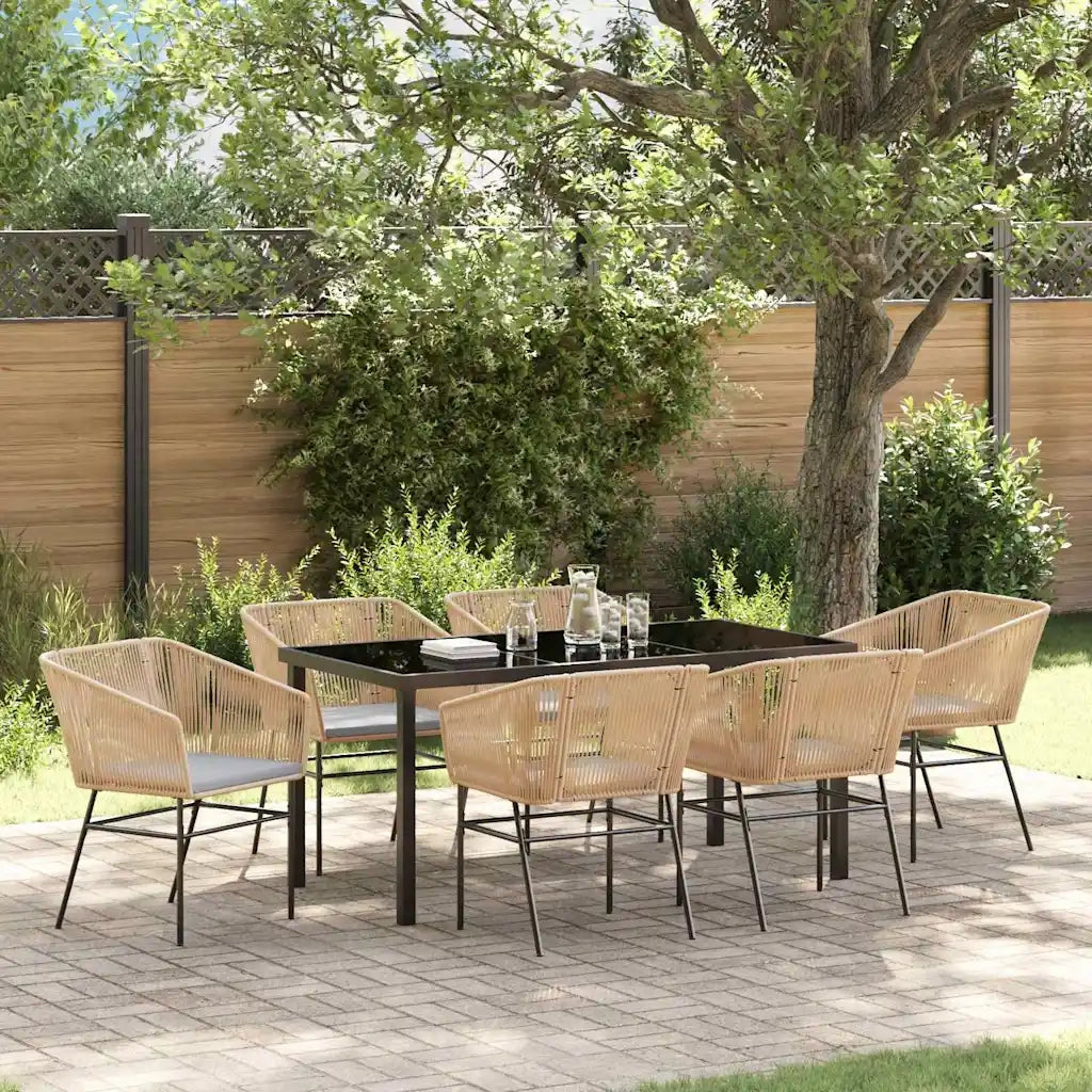 Set da Pranzo per Giardino con cuscino 7 pcs Marrone