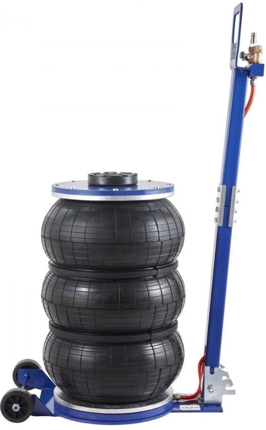 Cricotto pneumatico a tre sacchetti con elevazione di 140-470 mm, elevazione in 5 minuti, cricotto pneumatico a tre sacchetti con regolazione di elevazione, cricotto pneumatico rossa