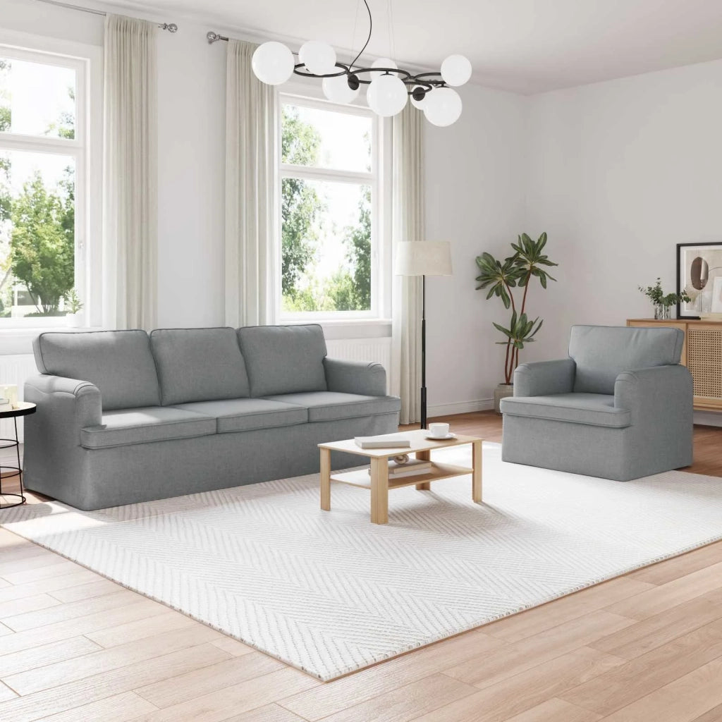 Set di divani 2 pcs Grigio chiaro 201 x 80 x 85 cm Tessuto 3407604