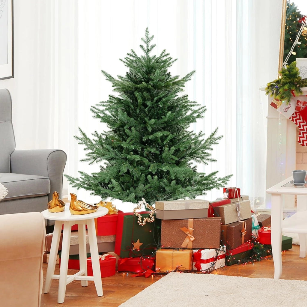 Albero di Natale Artificiale 135/180 CM, Albero di Natale con 160/240 Luci LED Bianche Calde, 442/778 Punte di Rami e Foglie Miste in PE & PVC, Ideale per Casa e Ufficio (135 CM)