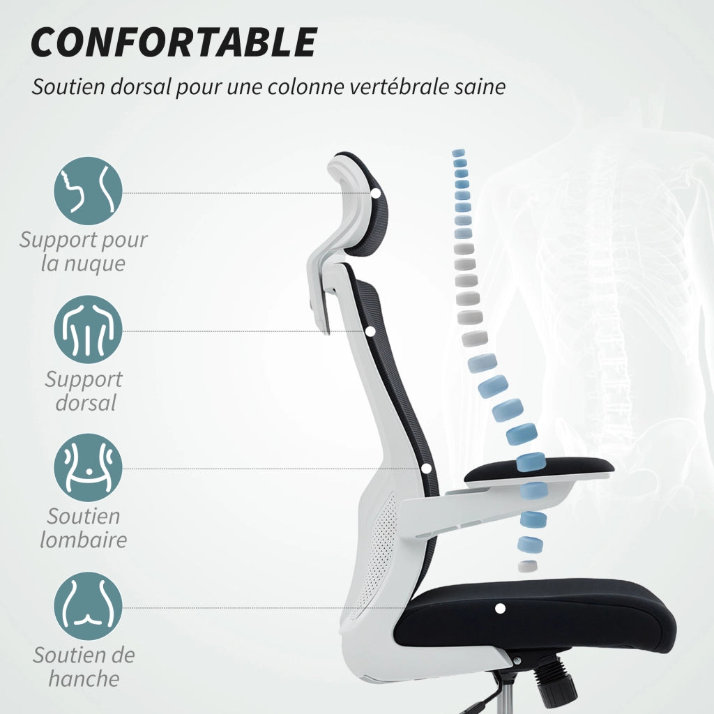 Sedia da ufficio ergonomica ¨C zephmum ¨C nero, 60x63x120cm