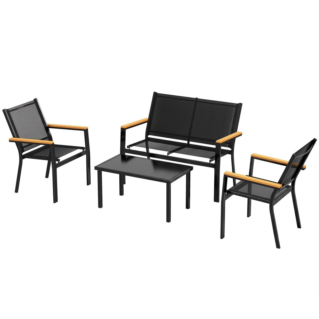 Set da giardino 4 pezzi con divano 2 posti ¨C Minimal ¨C nero