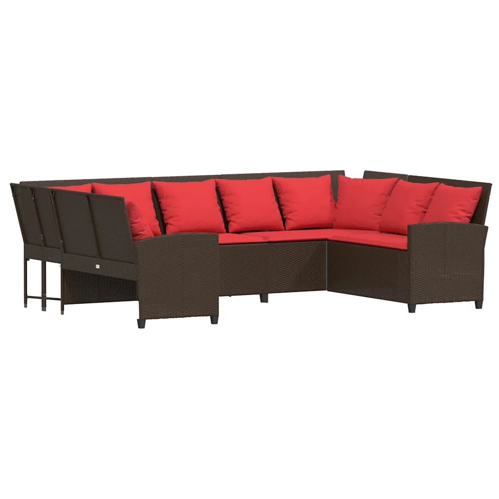 Divano da Giardino con Cuscini in Polyrattan Marrone 3365336