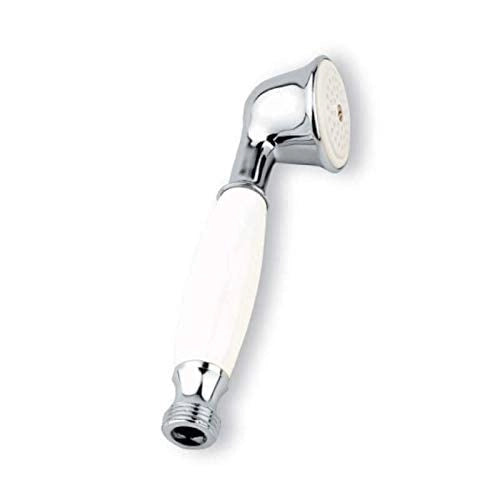 Doccetta bianca in ottone e ceramica stile retrò finitura cromo anticalcare Violetta DC 5000 Sphera