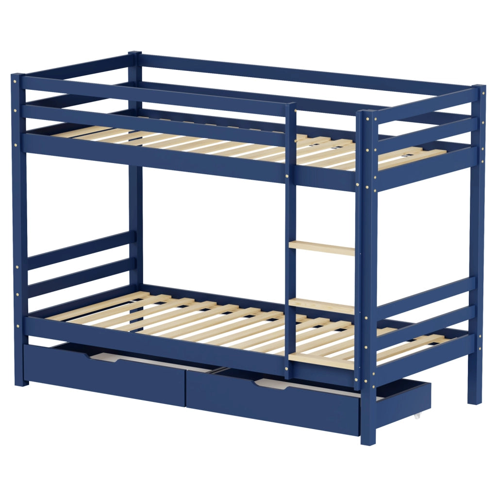 Letto a castello per bambini 190x90cm blu scuro con cassetti AMBRE